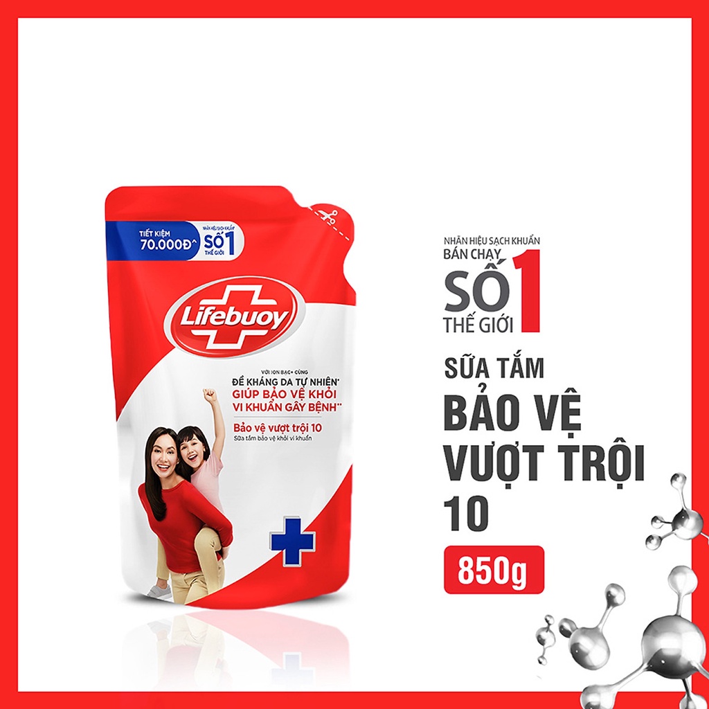 Sữa Tắm Lifebuoy Ion Bạc Chăm Sóc Da 850g