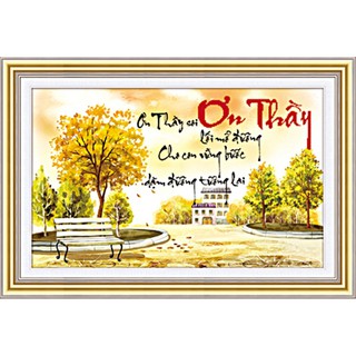 (ĐÃ ĐÍNH) Tranh đính đá thành phẩm ƠN THẦY 75X50cm