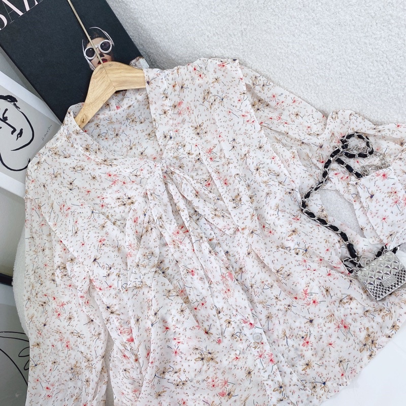 SET ÁO HOA THẮT NƠ + SHORT TRẮNG