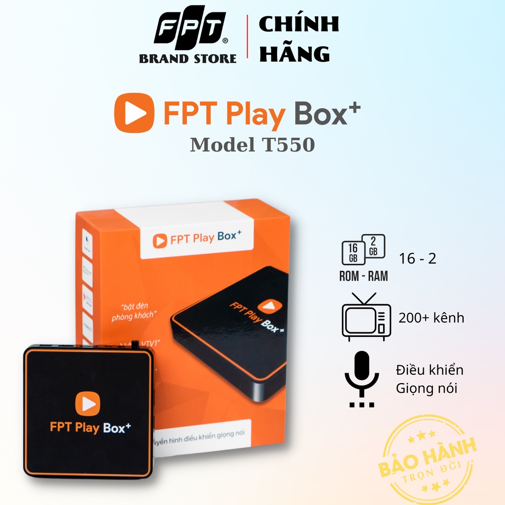 FPT PLAY BOX+ 2020 FPT TELECOM Mode 550 Android TV + 4K RAM 2GB Tích Hợp Điều Khiển Giọng Nói Từ Xa.