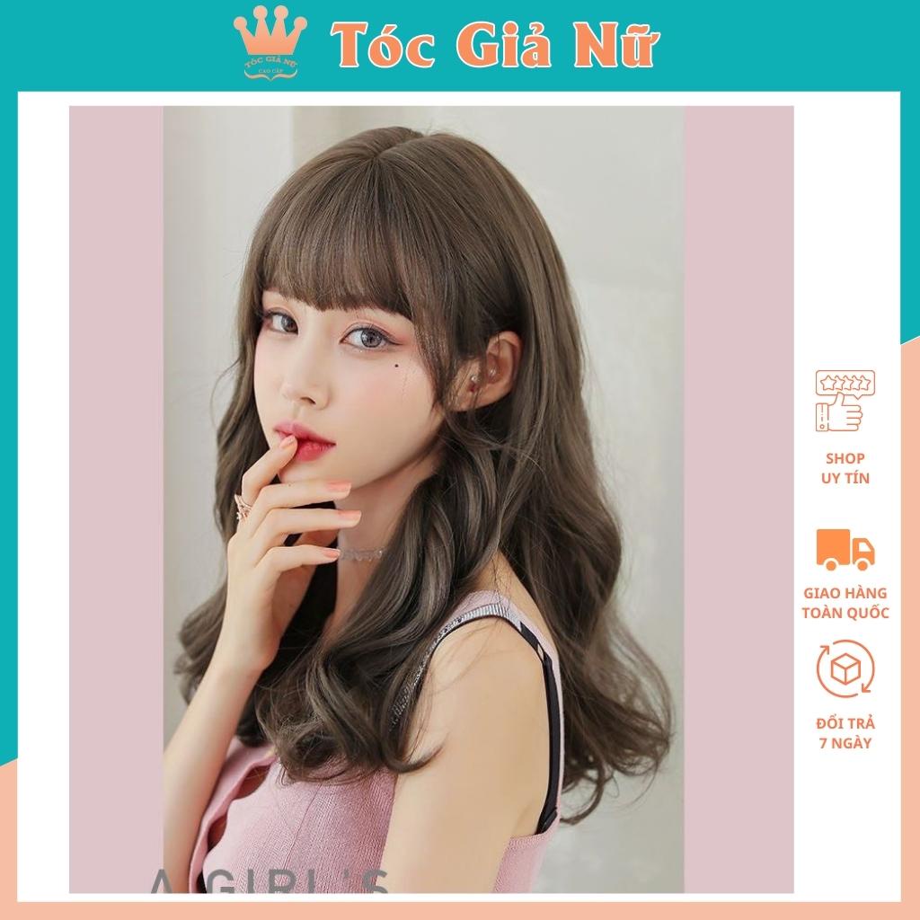Tóc giả nữ nguyên đầu xoăn dợn lửng C0304, tặng kèm lưới trùm