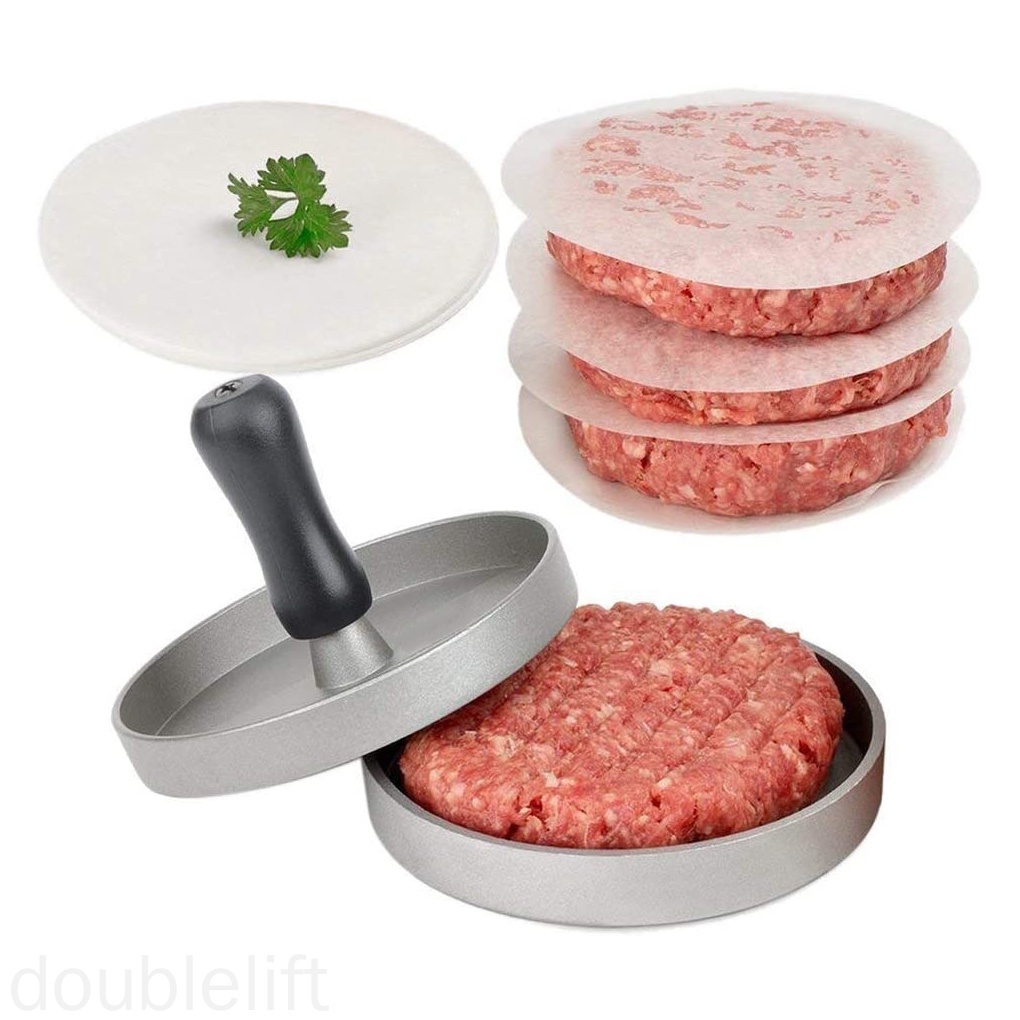 Khuôn Làm Bánh Hamburger Bằng Kim Loại Chống Dính Kèm 100 Giấy Sáp Waxed