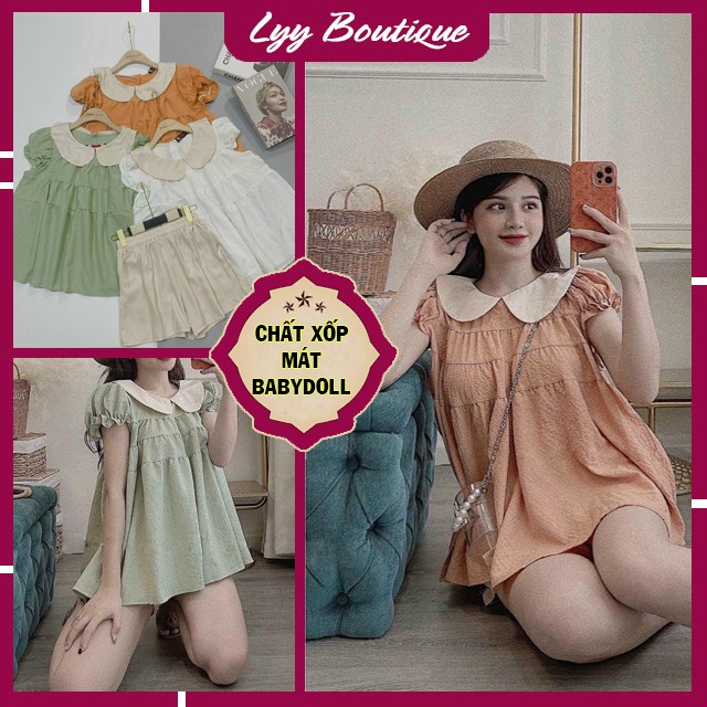 Bộ Đồ Ngủ Nữ Dáng Babydoll Chất Đũi Xốp Mát Quảng Châu Siêu Xinh Lyy Boutique