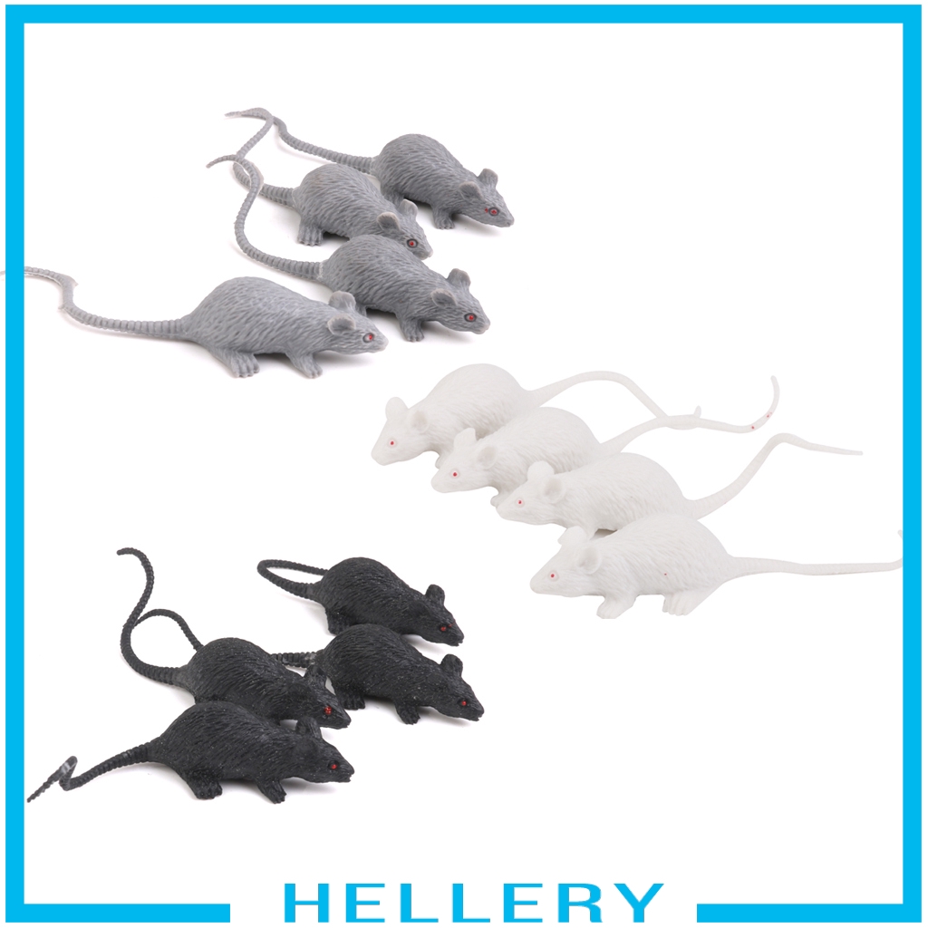 Set 2 Mô Hình Chú Chuột Nhựa Màu Trắng Xám Đen Trang Trí Tiệc Halloween