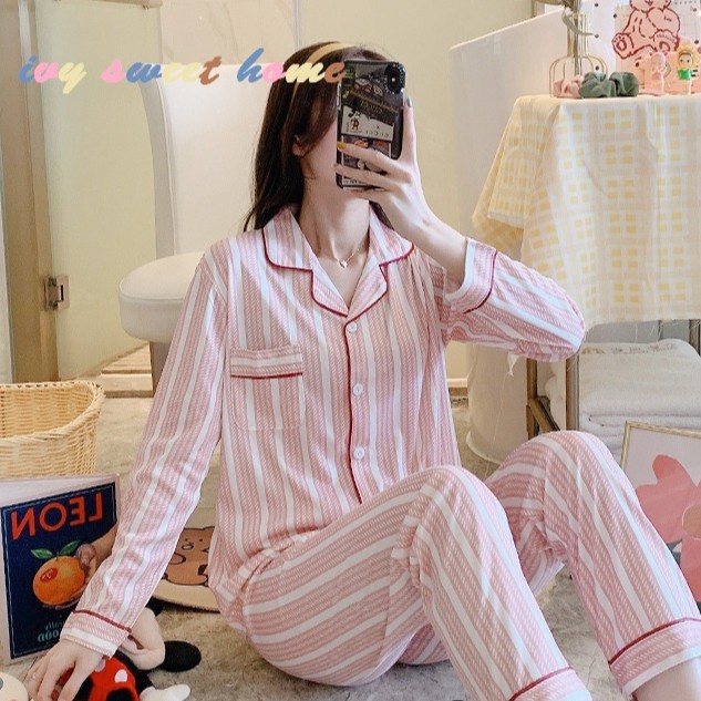 Pijama Nữ Cotton Mềm  Đồ Bộ Mặc Ngủ Nữ Dài Tay  IVY064