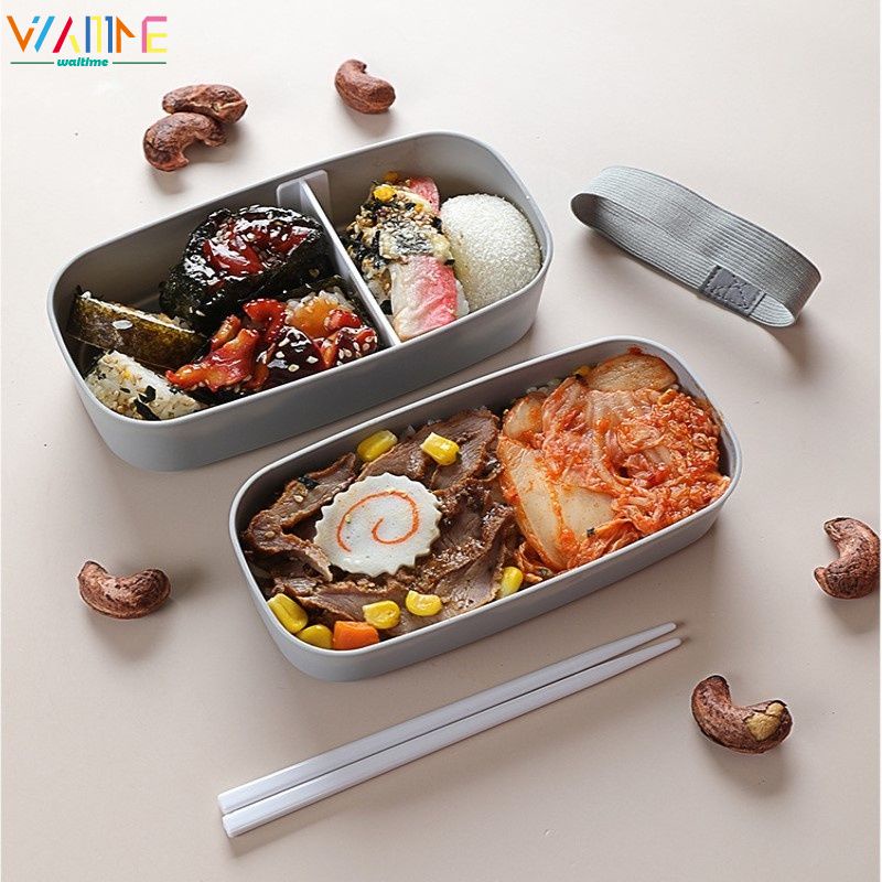 Nhật Bản Ăn Trưa Hộp nhựa Bento Hộp tủ lạnh thực phẩm tươi-Hộp giữ Double-Layered trẻ em của Hộp Ăn Trưa waitime