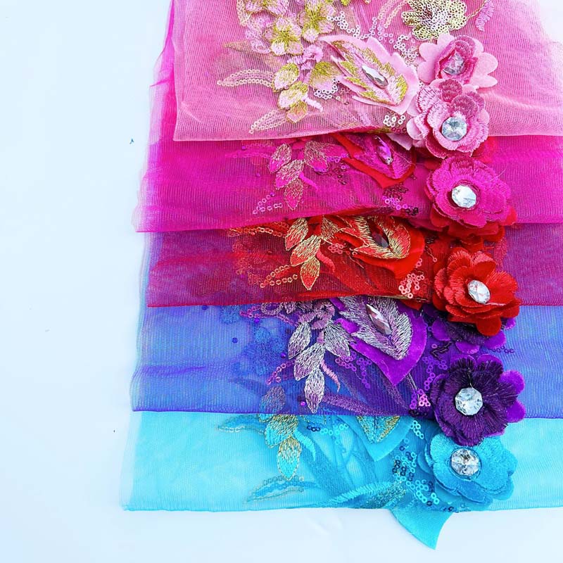 1 Miếng Vải Ren Thêu Hoa 3D 42CM * 19CM Trang Trí Quần Áo / Váy Cưới