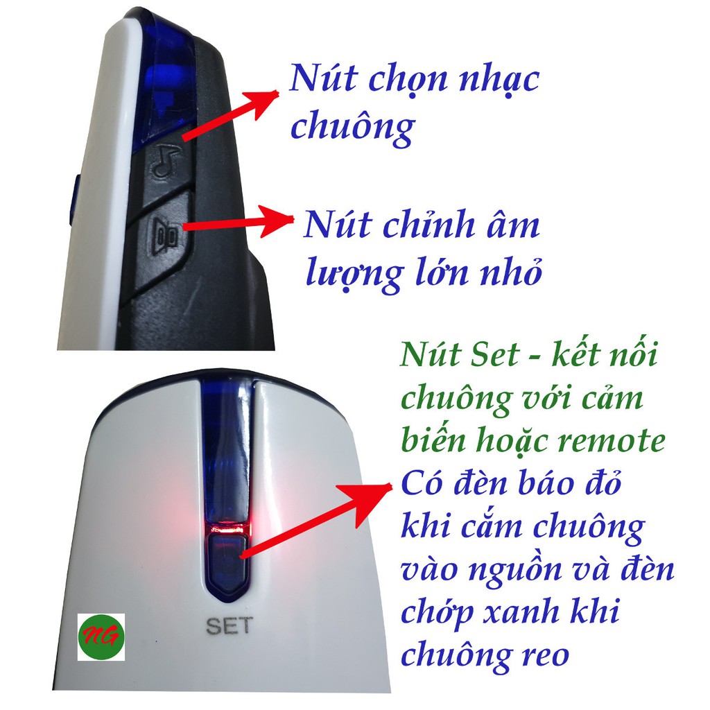 Chuông báo khách báo trộm có Remote điều khiển chuông Kawasan I618A -R - công nghệ cảm ứng hồng ngoại không dây