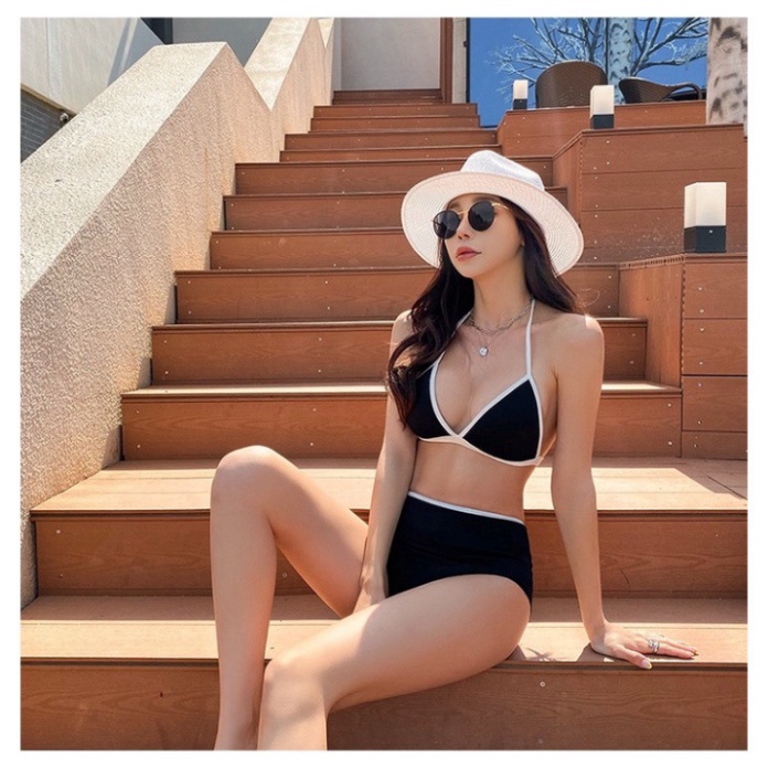 Bikini nữ đi biển 2 mảnh LUHAZO  áo 2 dây nâng ngực quần cạp cao che bụng sang chảnh sexy Hàn Quốc 2593 E-10