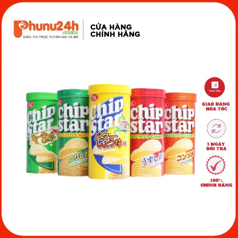 Khoai tây chiên YBC Chip Star Nhật Bản lon 50g đủ vị ,Snack khoai tây YBC Chip Star Nhật Bản [Date T09/2023]