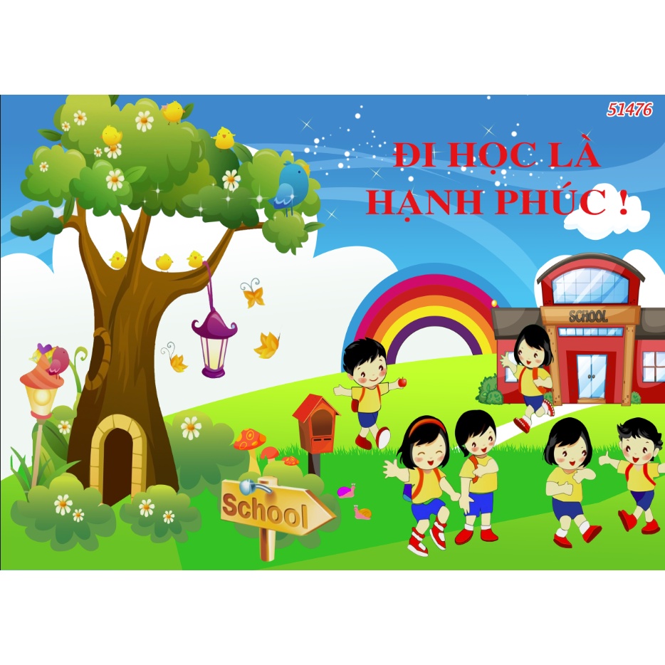 Tranh Dán Tường Phòng MẦM NON, TRƯỜNG HỌC VUI NHỘN đẹp lung linh, hình ảnh chân thực