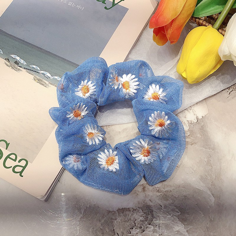 Dây buộc tóc thêu họa tiết hoa cúc đáng yêu | BigBuy360 - bigbuy360.vn