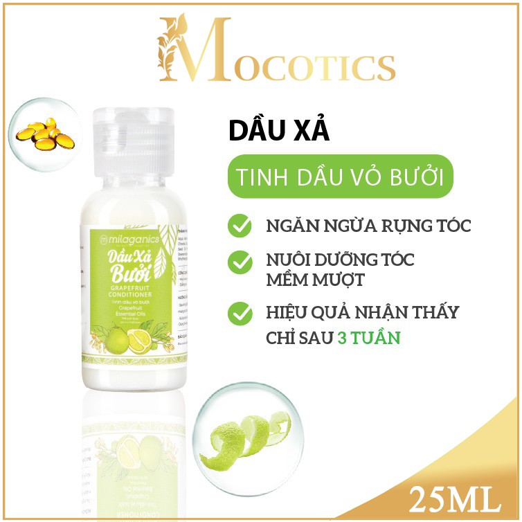 Bộ dầu gội và dầu xả bưởi Mocotics kích thích mọc tóc (25ml/Chai)