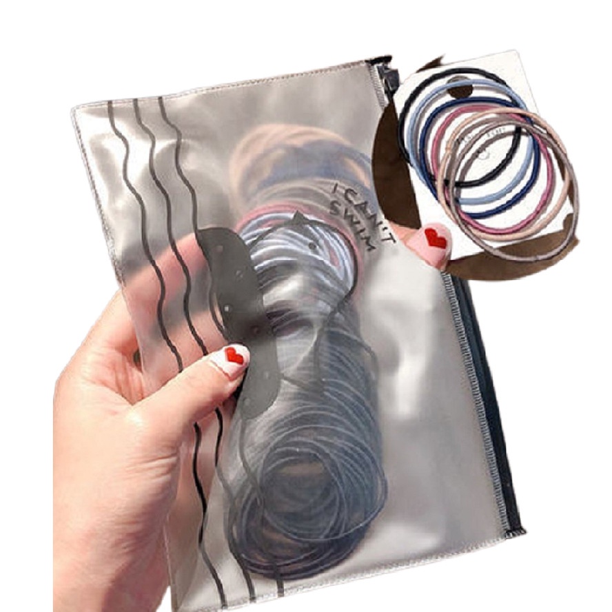 Set 100 Chun Buộc Tóc Trơn Nhiều Màu Cho Bạn Gái Có Tặng Kèm Túi Zip
