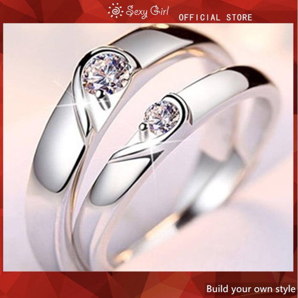 Bộ 2 chiếc nhẫn đính đá nhân tạo thời trang dành cho các cặp đôi