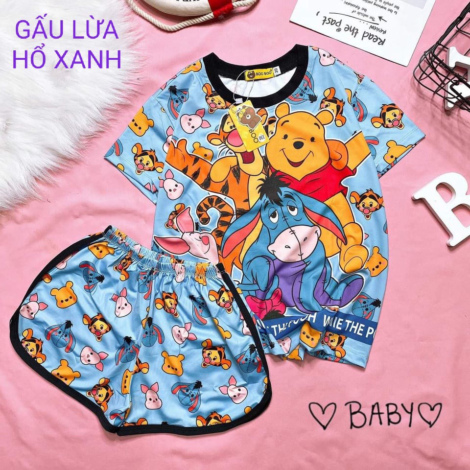 Set đồ bộ pijama 3D đùi BABY hình thú dễ thương Boo Boo size 15kg - 33kg