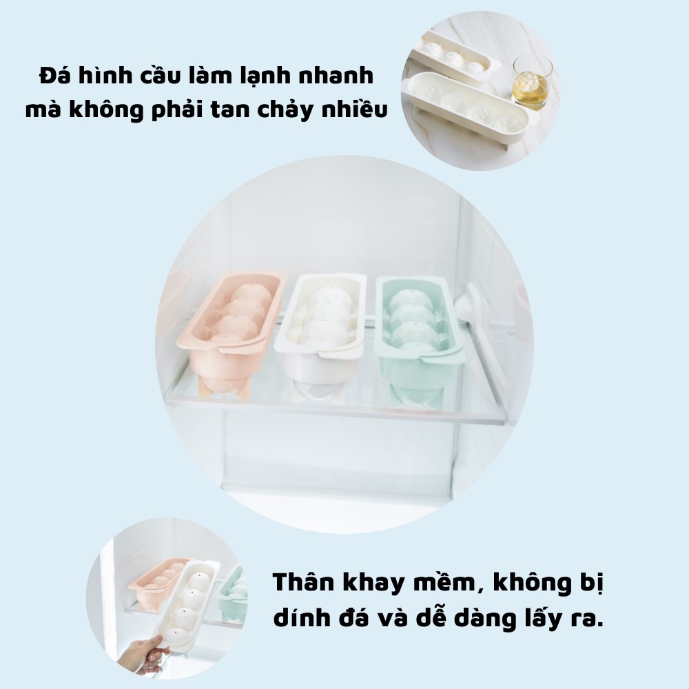 Khay đá tròn vỉ làm đá bi tủ lạnh kari inochi tủ lạnh