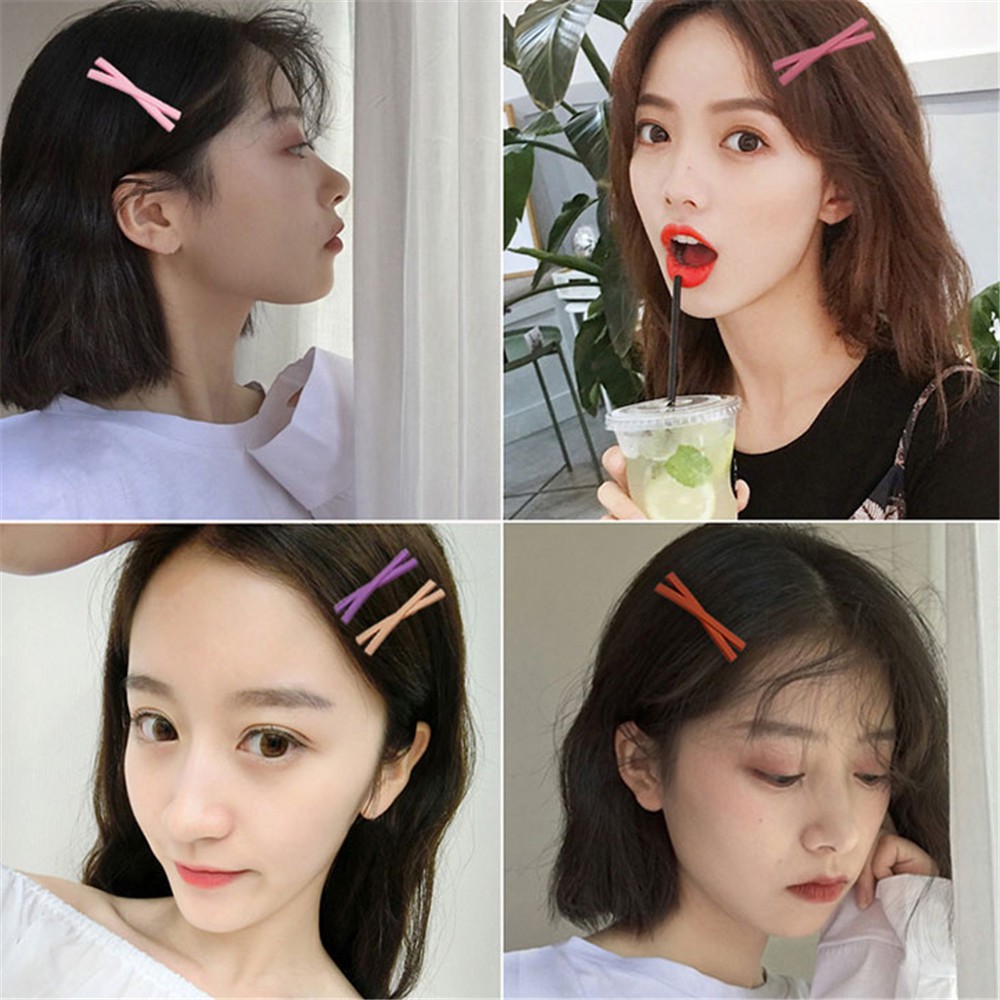 Kẹp tóc hình nơ màu trơn thời trang sáng tạo dễ thương cho nữ