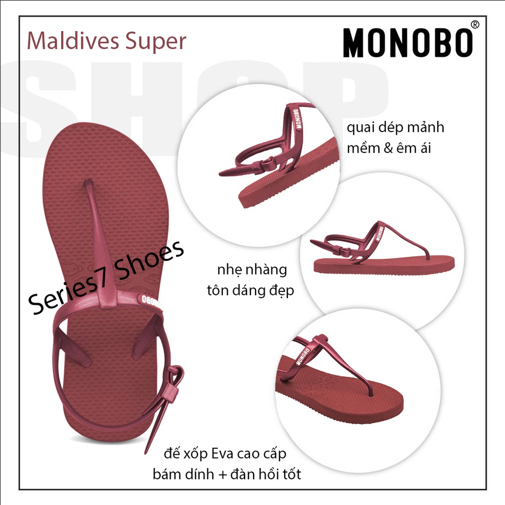 Giày Sandal nữ đế cao su xốp quai kẹp dây mảnh Thái Lan Monobo Maldives Super