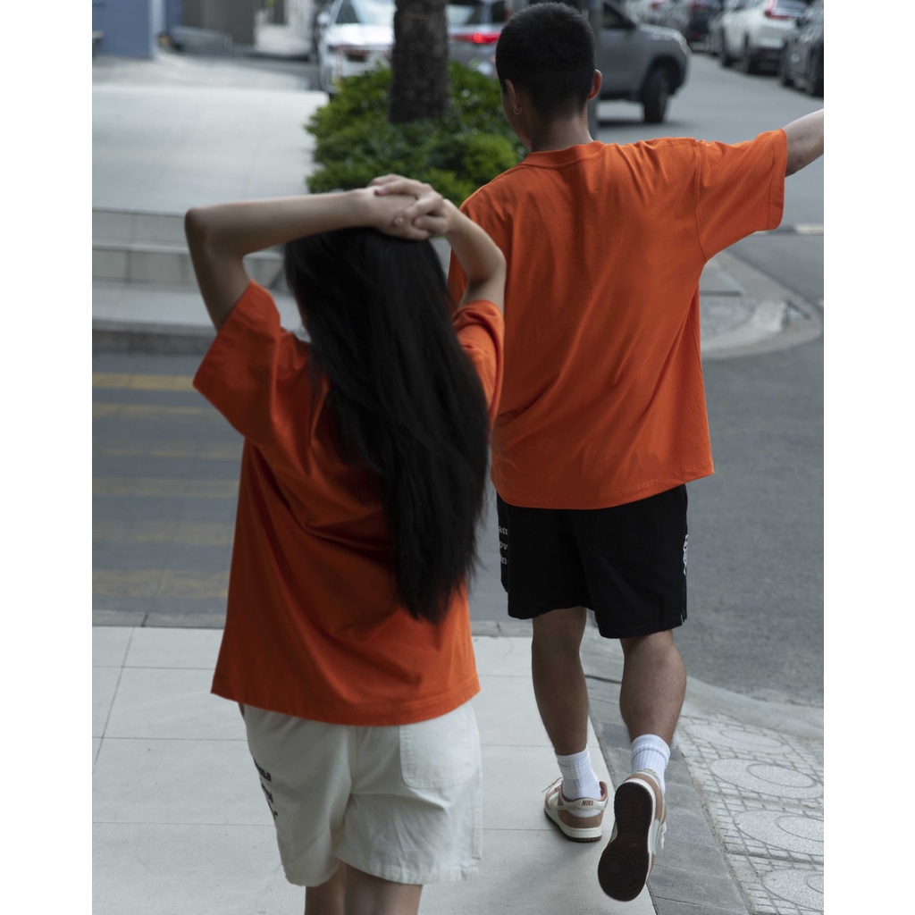 Stressmama Áo thun OBS T-Shirt màu cam 100% Cotton 2 chiều 250GSM thoáng mát, in Nhật cao cấp Local Brand