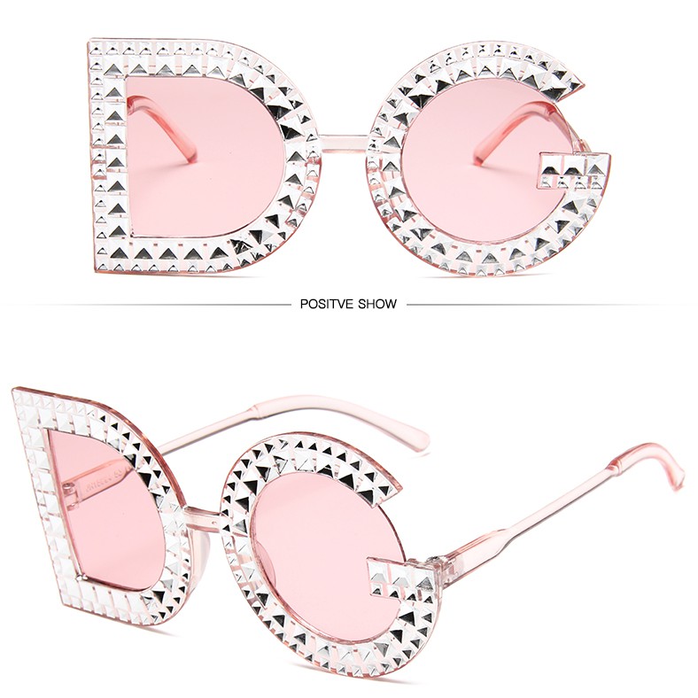 Kính mát có gọng kim loại đính đá độc đáo phong cách Âu Mỹ thời trang cho nữ