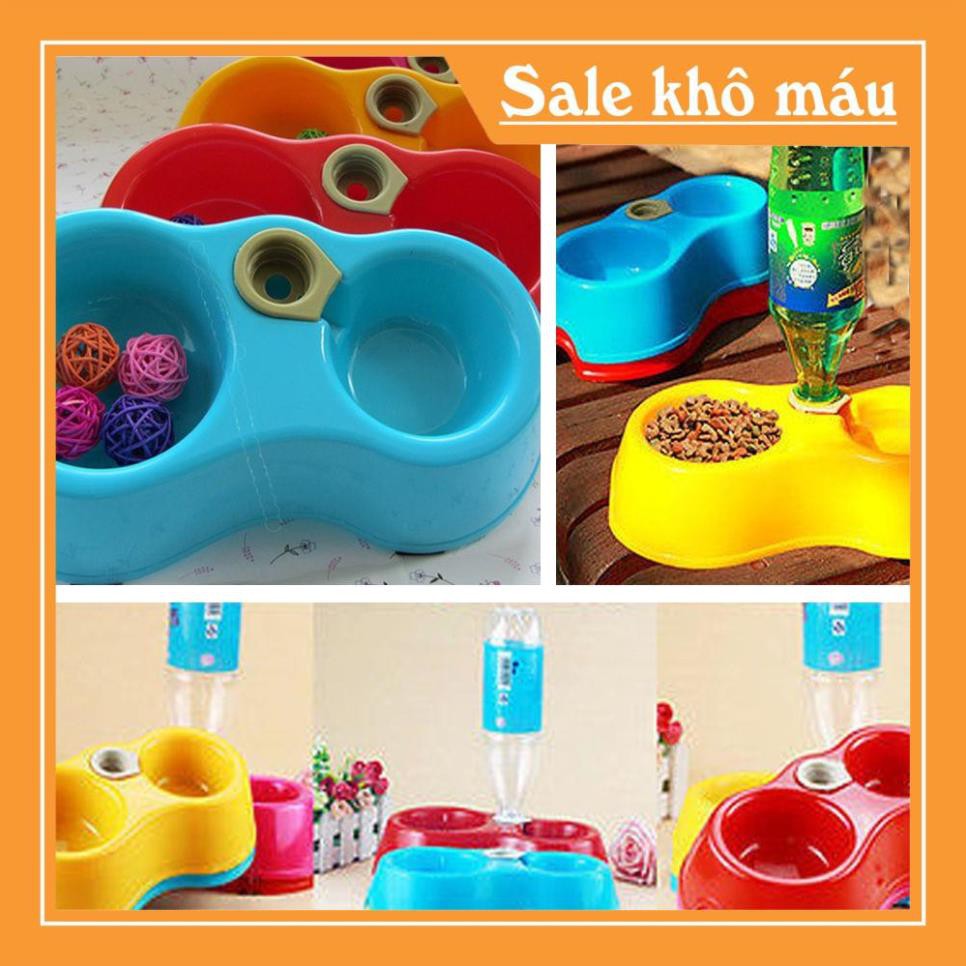 Bộ Bát Đôi Cấp Nước Tự Động Gắn Chai Nước Ngọt Có Thể Thay Thế - Bobo Pet Shop Hà Nội