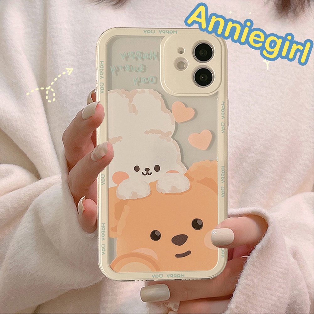 Ốp điện thoại TPU mềm hình thỏ nâu gấu nâu pha lê trong suốt thích hợp cho IPhone 11 7Plus 8Plus XR 13 12 Pro Max