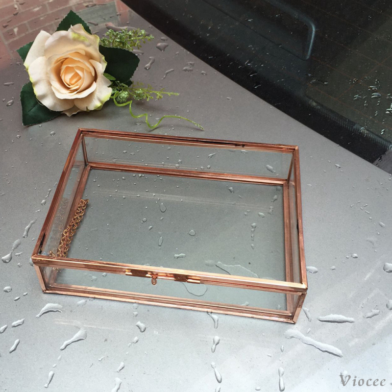Modern Clear Glass Cuboid Geometric Terrarium Jewelry Box Succulent Plants Box