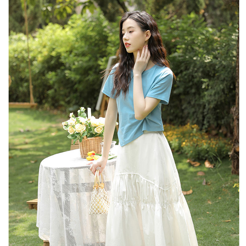 Áo thun nữ màu trơn tay ngắn thiết kế đơn giản trẻ trung thời trang