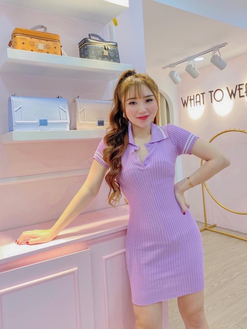 Đầm nữ váy body cổ bẻ pha viền nổi bật - đầm sexy 🎀By bear.story | BigBuy360 - bigbuy360.vn