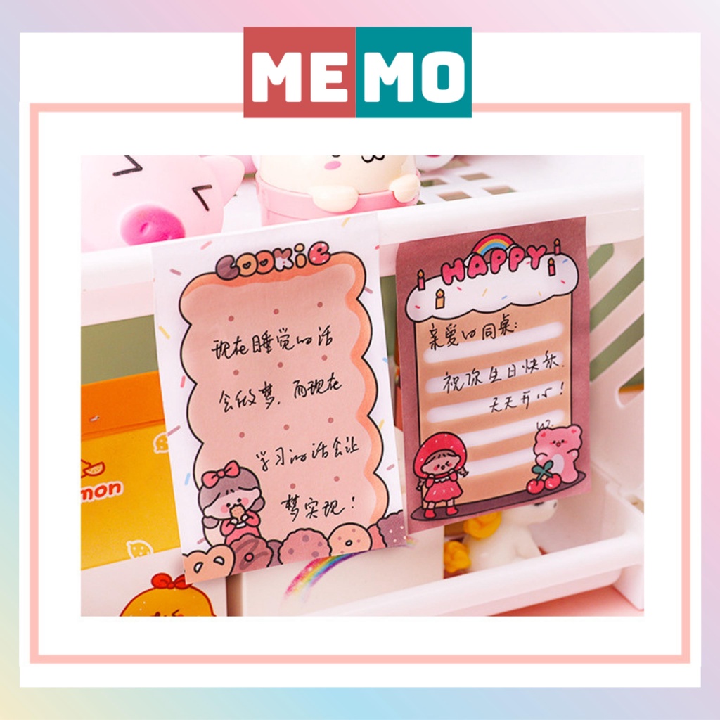 Giấy ghi chú, giấy note cute MEMO 80 tờ nhãn dán ghi nhớ khung hình dễ thương