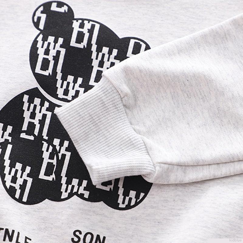 Bộ quần áo sweater vải cotton in hoạt hình thiết kế thời trang phong cách thu đông cho bé