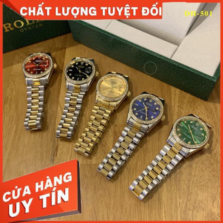 (Rolex.viền Đá) Đồng hồ nam ROLEX - hàng cao cấp -dây đúc đặc, không bay màu- Bảo hành 12 tháng - Donho.rolex