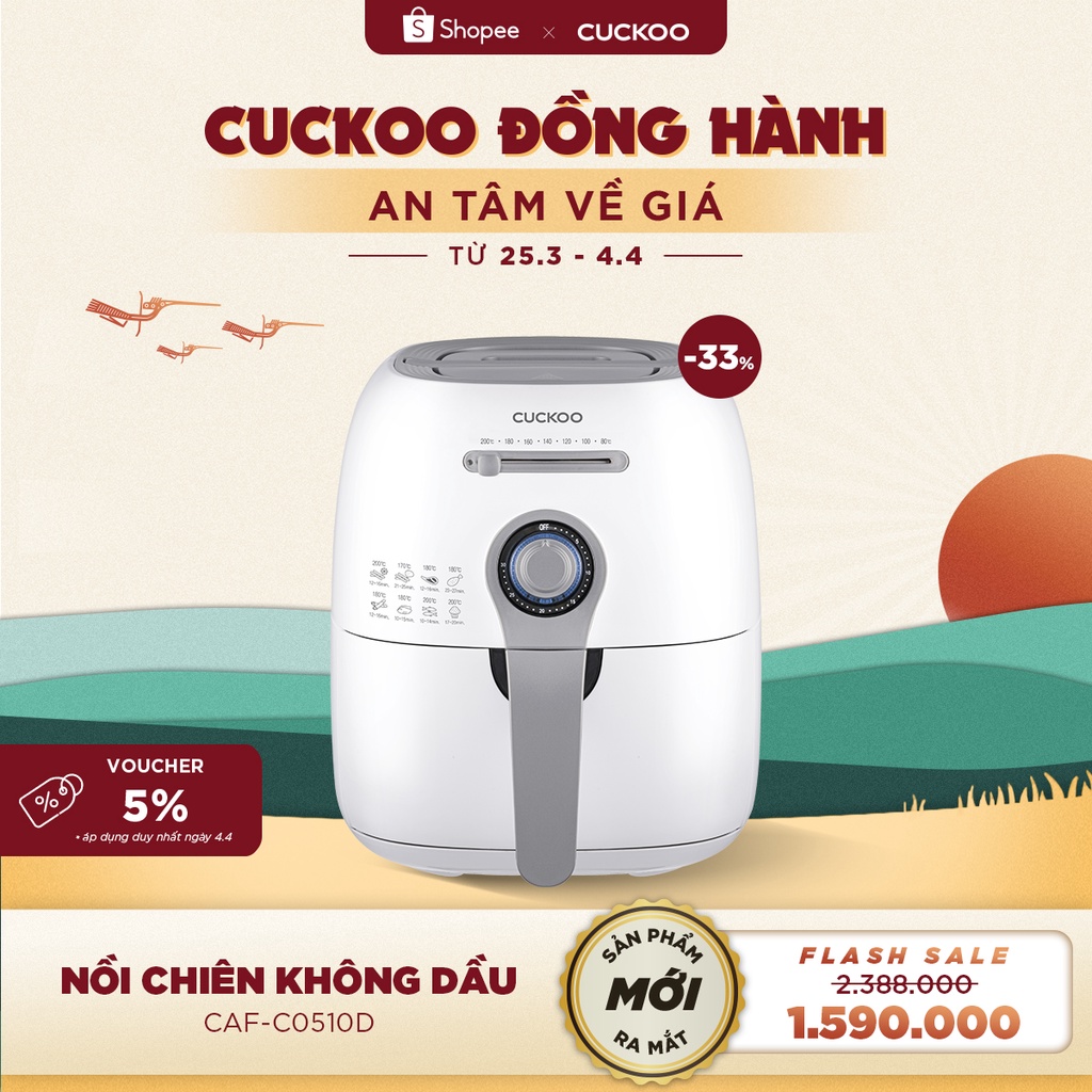 [Mã ELHADEV giảm 4% đơn 300K] Nồi chiên không dầu CUCKOO CAF-C0510DB 2,9 lít 1400W - Hàng chính hãng