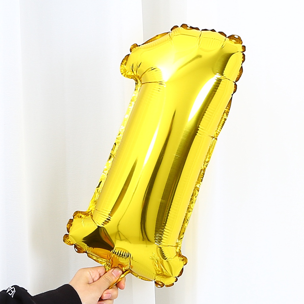 Bong bóng số tráng nhôm trang trí sinh nhật B003, chiều cao 16 inch