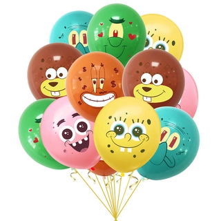 Set 10 bong bóng cao su hình hoạt hình spongebob mặt cười trang trí tiệc sinh nhật cho bé
