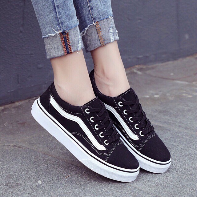 Giày sneaker nữ 💖FREESHIP💖 [GIAY NU] Giày nữ thể thao vải viền trắng đen đẹp giá rẻ Hàn Quốc hot 2020 | BigBuy360 - bigbuy360.vn