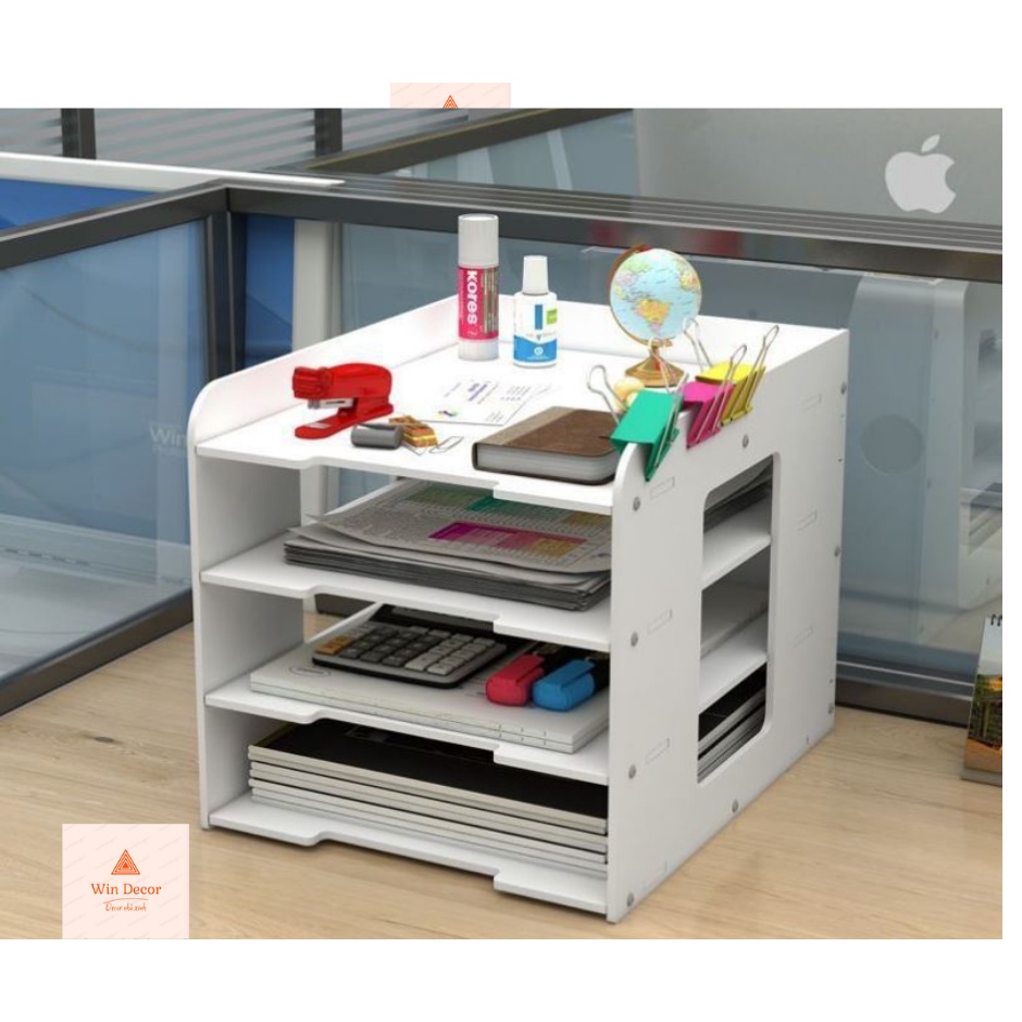 Giá đựng tài liệu đựng hồ sơ để bàn chất liệu gỗ nhựa cao cấp chịu lực chống cong vênh mối mọt - MS 07 Win Decor