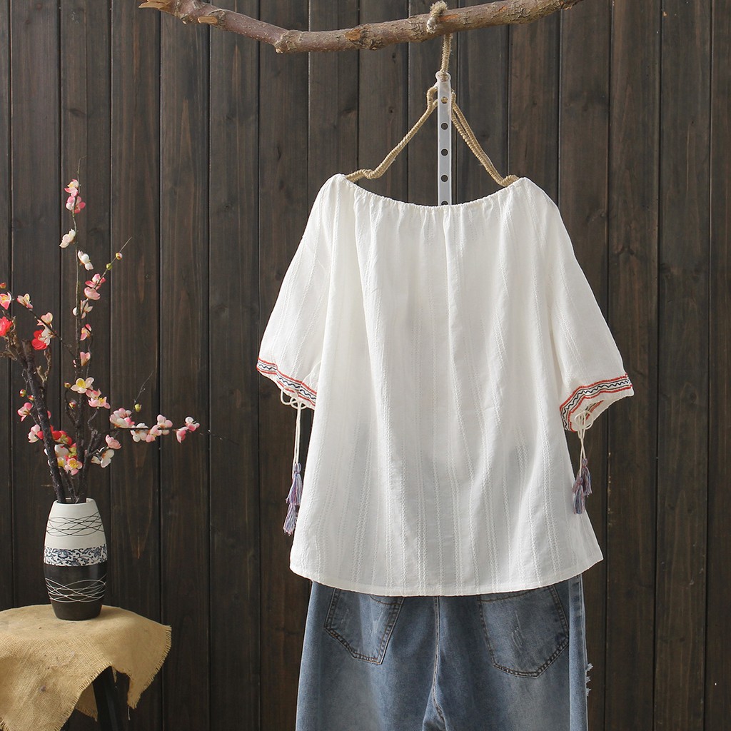 Áo kiểu TRẮNG  thêu hoa  maicuteshop