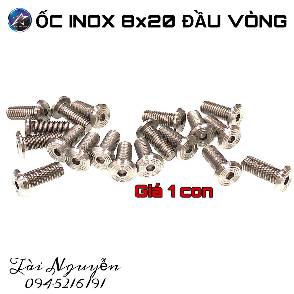 ỐC INOX 8X20 ĐẦU VÒNG - GIÁ BÁN 1 CON