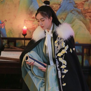 Áo choàng cổ trang cho nam nữ hoạ tiết lá cây rẻ quạt·