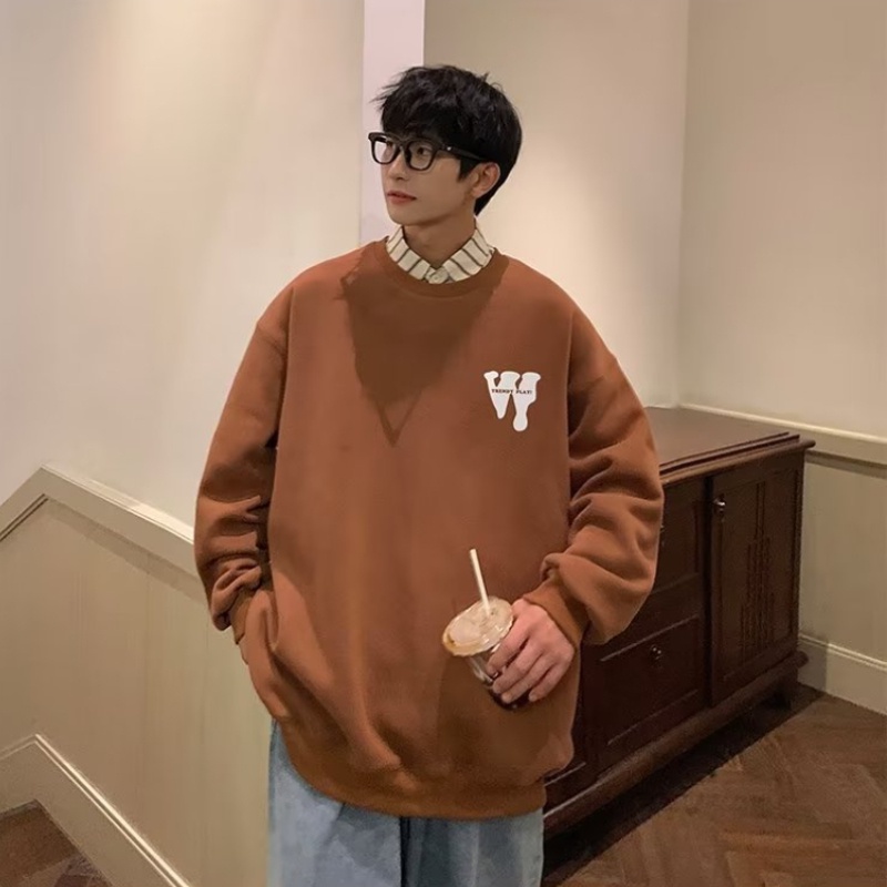 Áo Sweater Cổ Tròn Dáng Rộng In Họa Tiết Đơn Giản Thời Trang Xu Hướng Đường Phố Có Size Lớn M-8XL