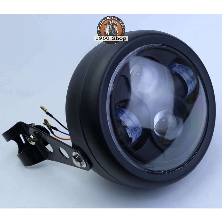 Bộ đèn pha led xe máy 4 bi siêu sáng🏍🛵bộ 2 pat gắn đèn pha 🏍🛵thép sơn tĩnh điện và xi inox dáng classic