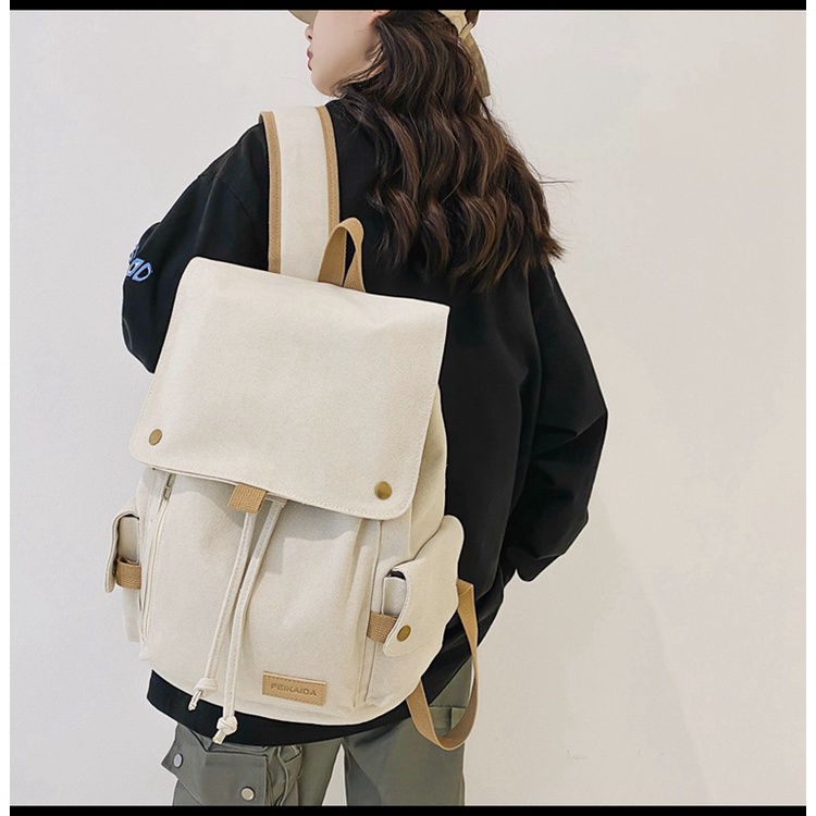 Balo Vải Bố Polyester Canvas Cao Cấp JUST CAMELLIA JA021 thời trang du lịch cặp đi học laptop nam nữ unisex