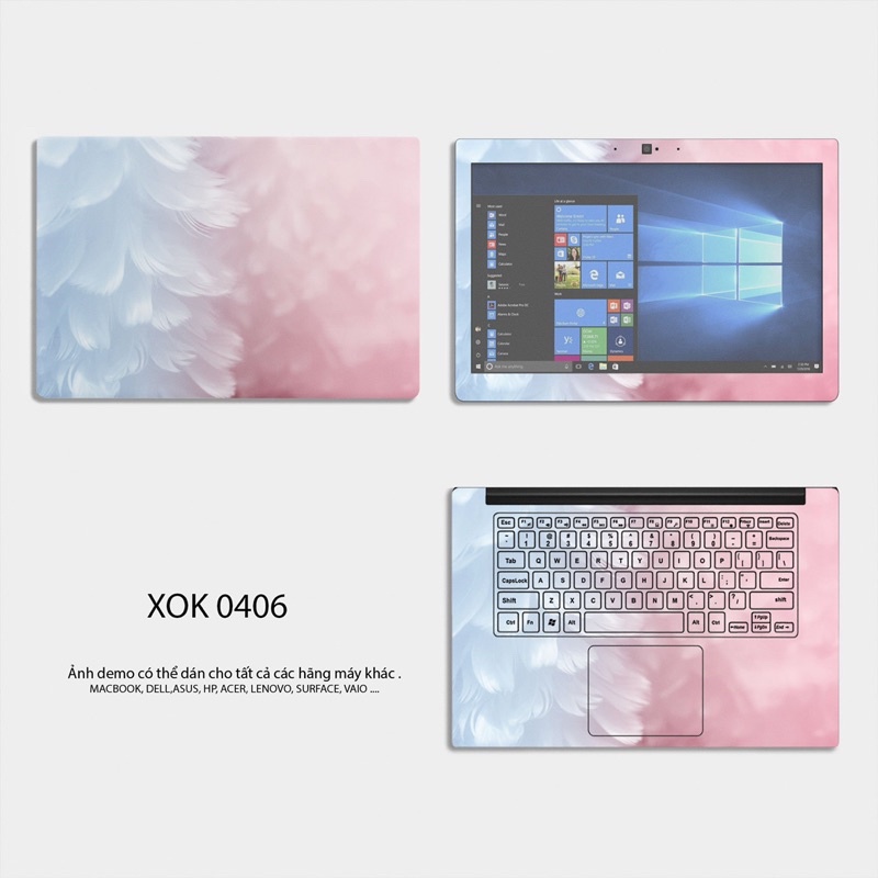 Skin Dán Bảo Vệ Laptop Mẫu Lông Vũ Nữ Tính - Miếng Dán Laptop Cắt Theo Kích Thước Từng Máy