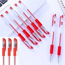 Bút bi bút gel 0.5mm cao cấp mực đều - 2 ngòi bút nước xanh đen đỏ
