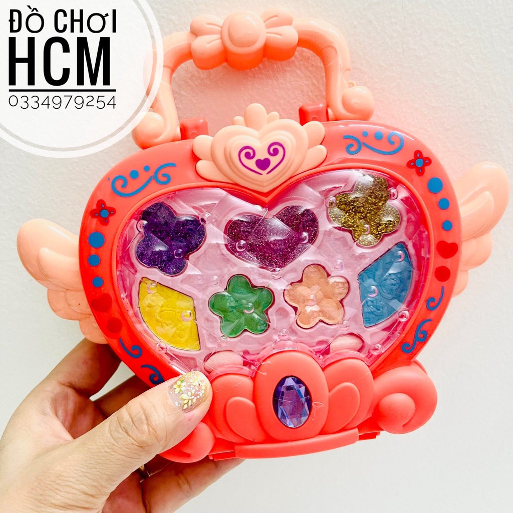 Đồ chơi trẻ em vali trang điểm có dây đeo, phấn thật dành cho bé gái thích make up cô dâu, búp bê công chúa