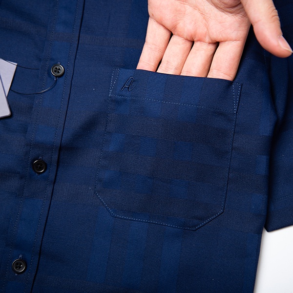 Áo Sơ Mi Nam Công Sở Trung Niên Anton Xanh Tím Than Ngắn Tay Kẻ Caro Thoáng Mát, Thấm Hút Mồ Hôi - NT201