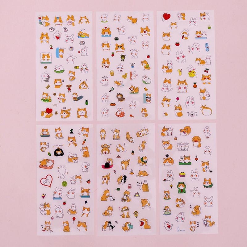 Miếng dán PVC hình cún cưng hoạt hình dễ thương trang trí sổ lưu niệm DIY