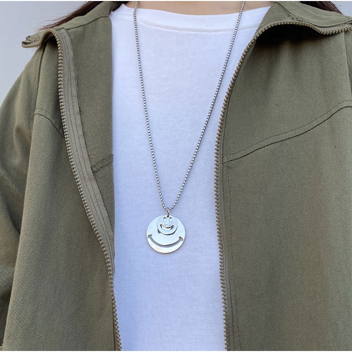 Dây chuyền Nam Bạc Đẹp Unisex Cá Tính Ngầu Thời Trang Nam Basic Smiley Chain LuciferStore Vòng Titan không gỉ Two Smiley